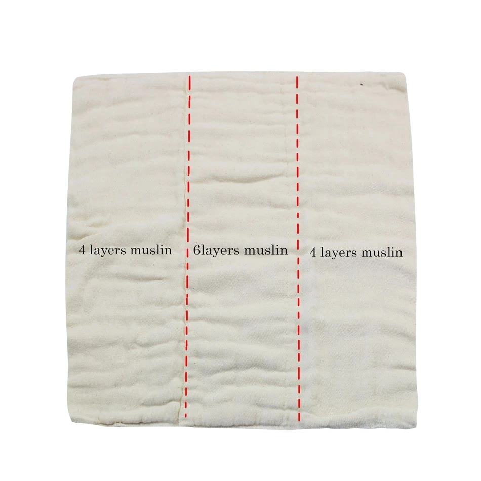 Coola Peach 1pc/3pcs/6pcs/Lot Muslin Cotton Diaper Insert Unbleached Baby Prefold Cloth Nappy Liners images - 6