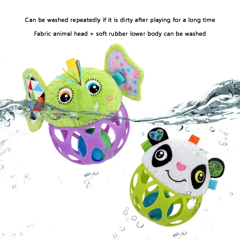 

JOLLYBABY Baby Cloth Toys 0-12 Months Rattle Ball Teether Tactile Perception Animal Learning Plush Hand Grasp Ball