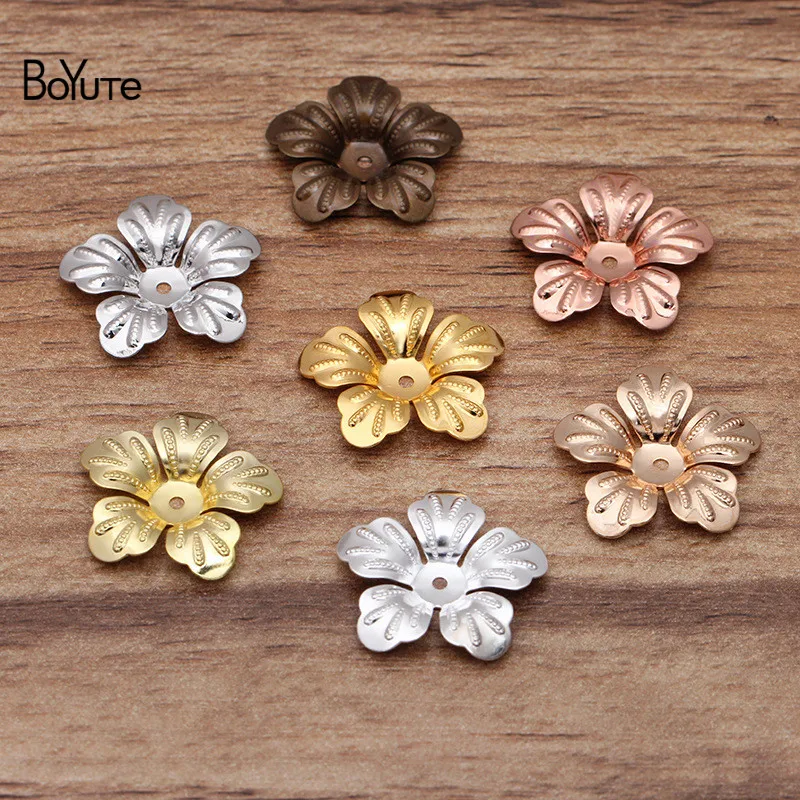 

BoYuTe (100 Pieces/Lot) 21MM Metal Brass Stamping Flower Materials Diy Hand Made Jewelry Acccessories Parts