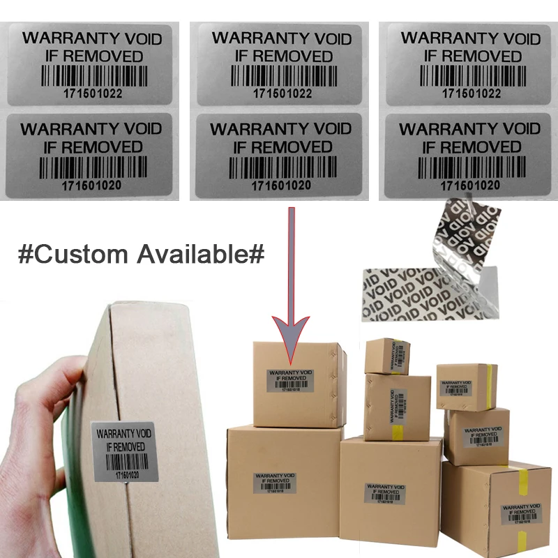 1000 шт Заказная гарантия пустые этикетки наклейка для безопасности напечатанная