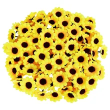 100pcs 4.5cm Mini Sunflower Silk Artificial Flowers Heads Daisy Flower for Wedding Party Home Decoration DIY Scrapbooking Wreath