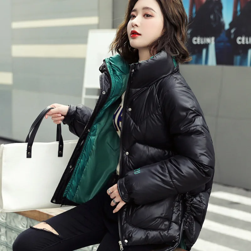 

Ladies Down Padded Cotton-padded Clothes Coat Womens 2021 Loose Korean Short Jacket Winter Letter Zipper Solid Color Long Sleeve