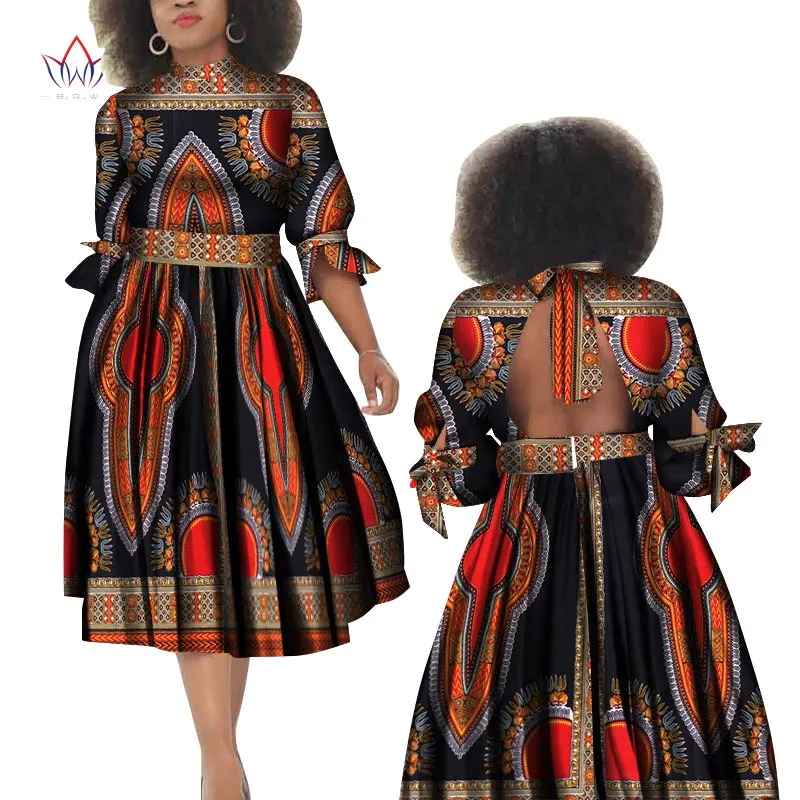 Мода 2019 осень африканские платья для женщин vestidos с открытой спиной элегантная