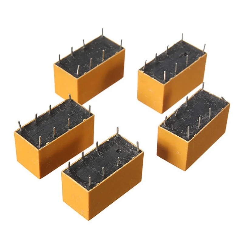 5 шт. DC12V SHG катушки DPDT 8 Pin 2NO 2NC мини силовые реле PCB типа HK19F желтый | Обустройство