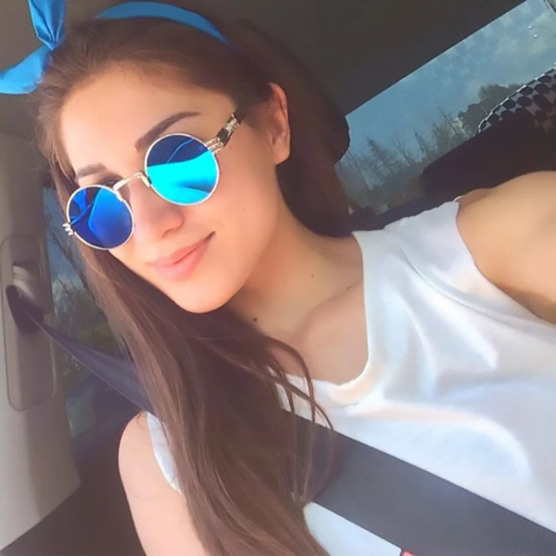 Очки солнцезащитные круглые в стиле стимпанк для мужчин и женщин зеркальные