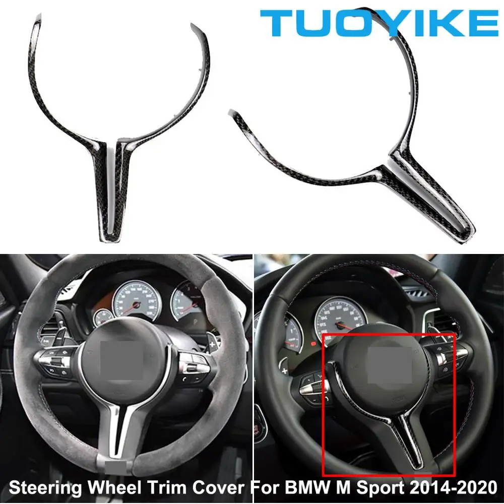 

Автомобильный Стайлинг, отделка рулевого колеса из настоящего углеродного волокна, декоративная наклейка для BMW F80 M3 F82 F83 M4 F10 M5 F12 M6 M Sport 2014-