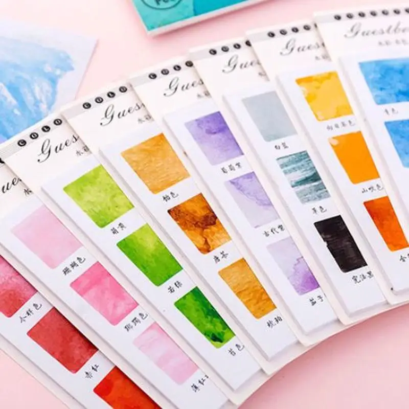 

Cute Planner Stickers Watercolor Sticky Notes Kawaii Stationery Memo Pad Novelty Memo Sheets Stationery School Office Supplies