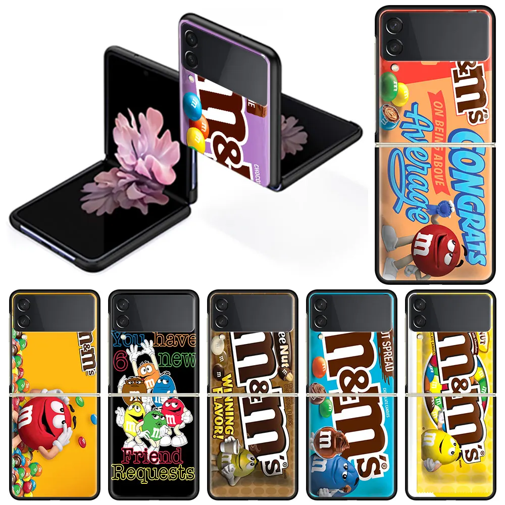 

Luxury Case for Samsung Z Flip 3 Phone Cover Shockproof Hard Silicone Funda Cute Pattern Capas M&M's Chocolate