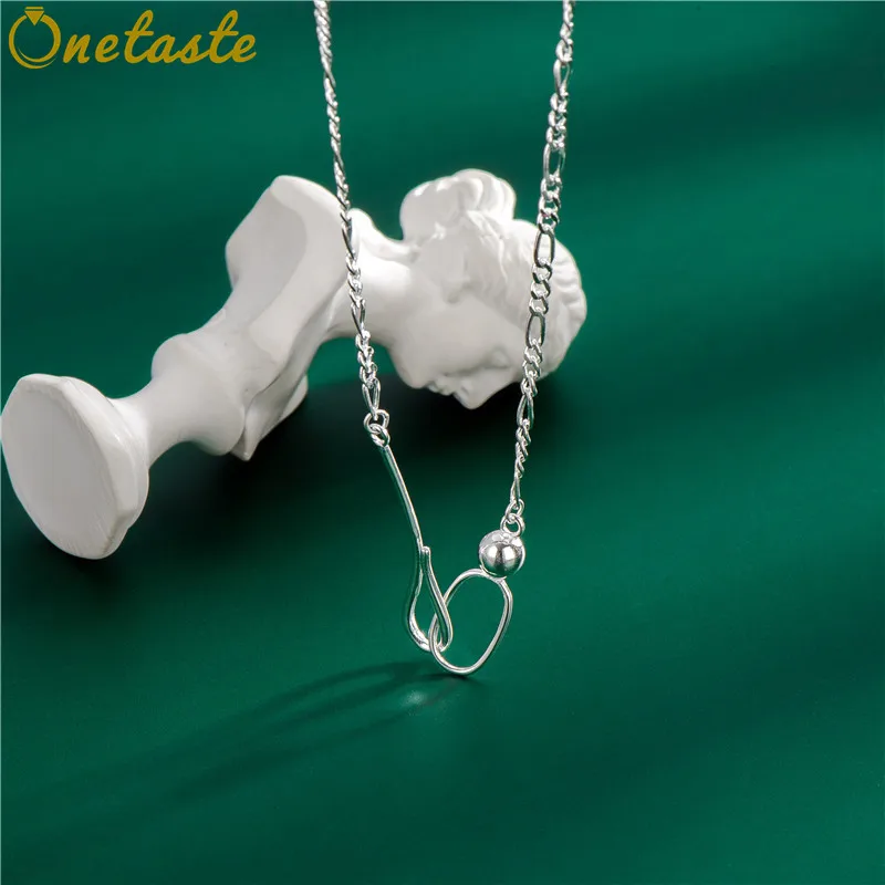 

925 Sterling Silver Platinum Plated Figaro Chain Choker Necklace Shimmering Minimalist Clavicle Necklace 2021 New Trend Hot