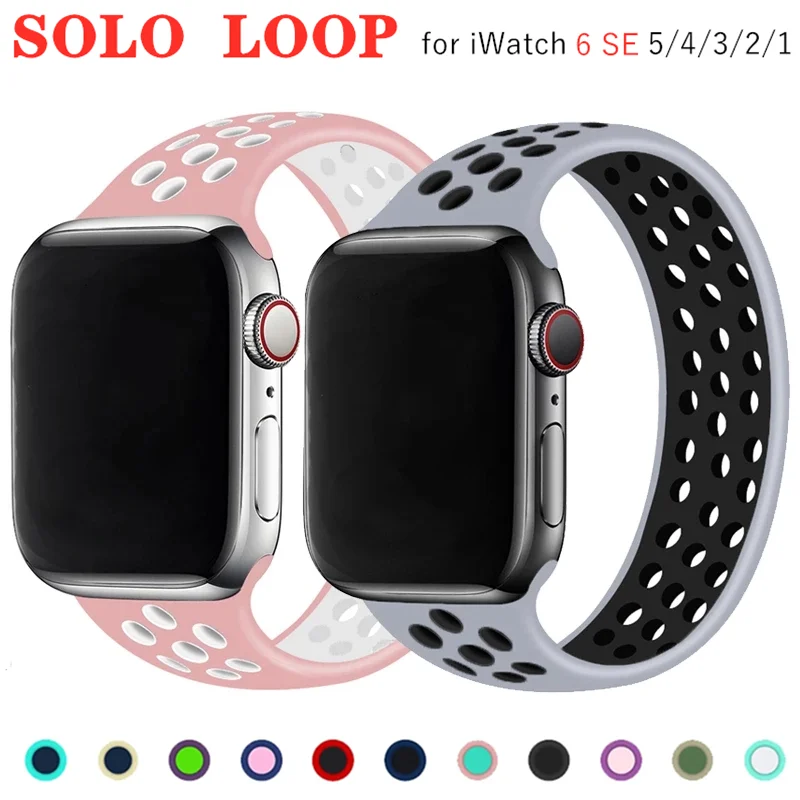 Ремешок Solo Loop для Apple Watch Band 44 мм 40 38 42 Воздухопроницаемый Силиконовый эластичный