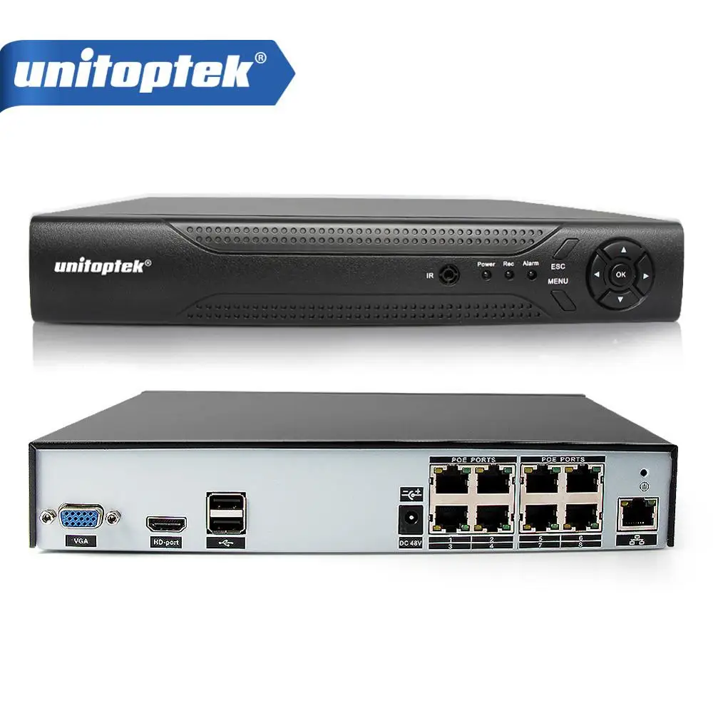 4CH 8CH 48V POE IP CCTV NVR для 4*5 Мп/8*4 Мп H.265 Камера видеонаблюдения Системы P2P ONVIF HD сети
