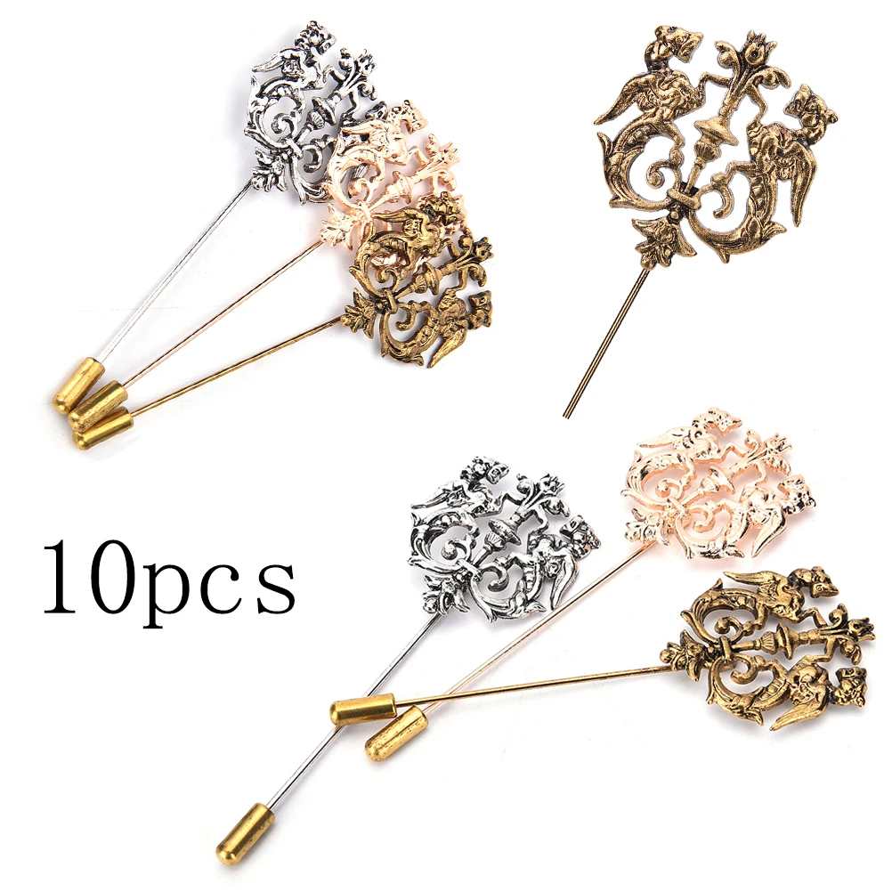 10 шт./лот модная мужская заколка на лацкан винтажная двойная брошь в виде льва