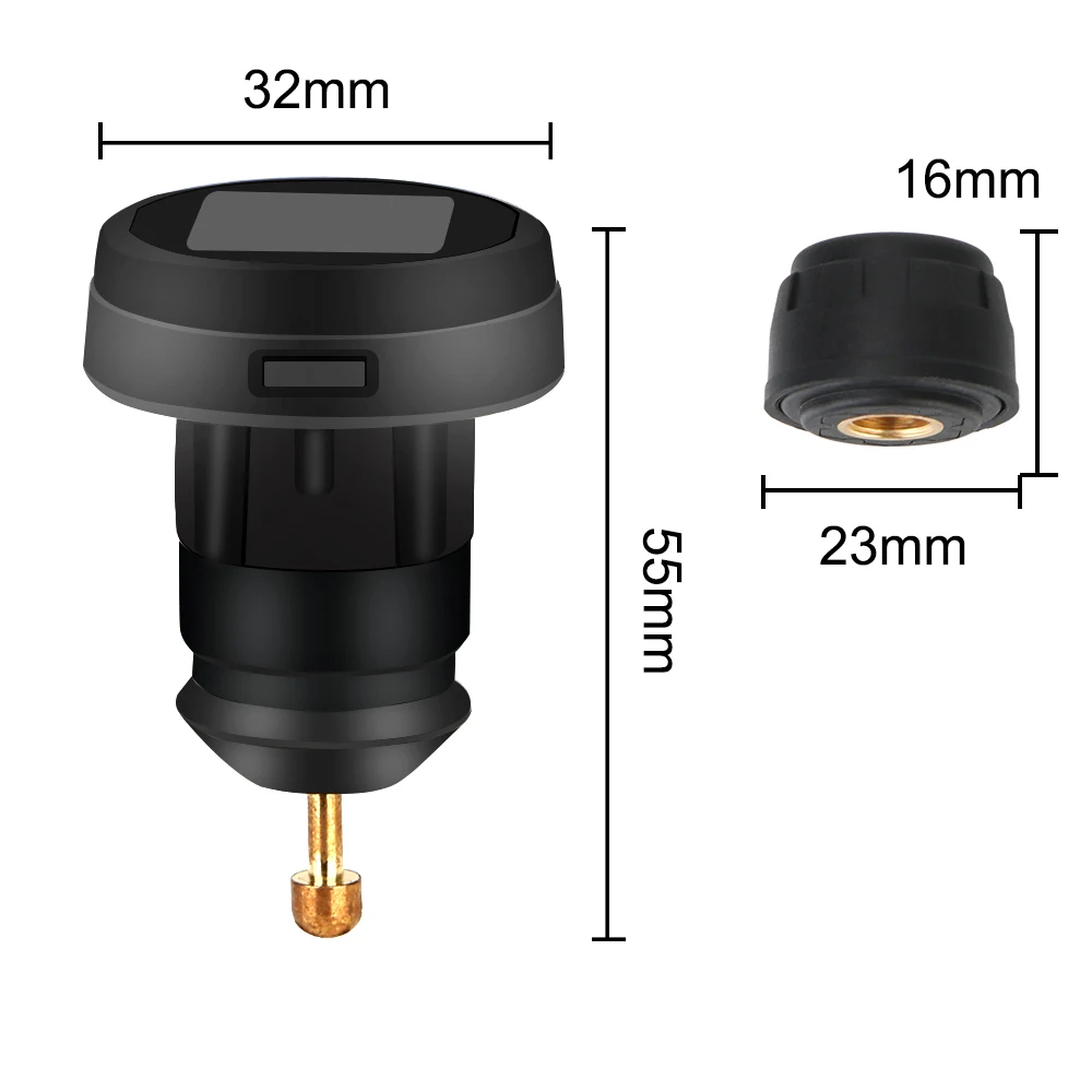 

Cigarette Lighter Plug TPMS Temperature Gauge Wireless Tire Pressure Monitor System with 4 Piece Valve-Cap External Sensor