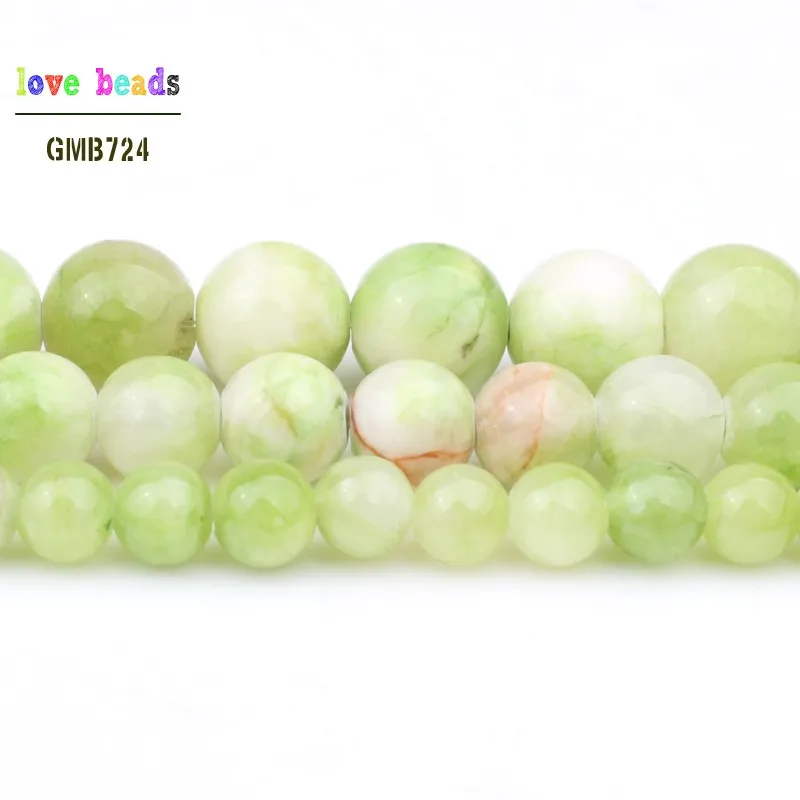 6/8/10mm Natural Stone Beads Green &amp White Persian Jades for jewellery Making DIY Handcraft 15'' Strand bracelets wome |