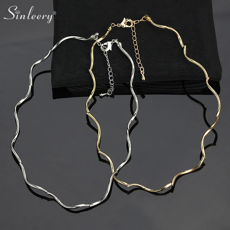 

SINLEERY Pearl stitching Gold Silver Color Choker Necklace For Women bijoux Chain Fashion Jewelry 2021 New Arrival XL380 SSK