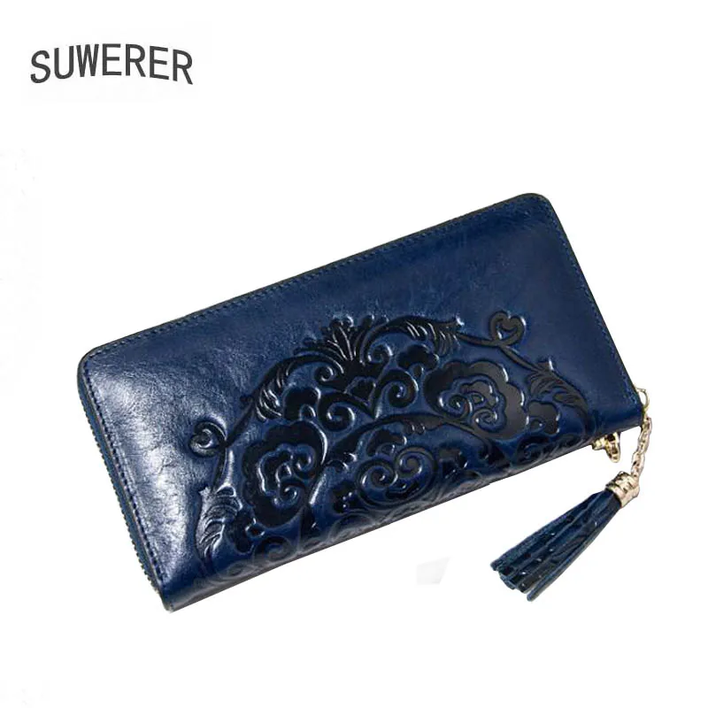 

SUWERER NEW Women Genuine Leather wallet bag luxury handbags women bags designer leather women Clutch bag