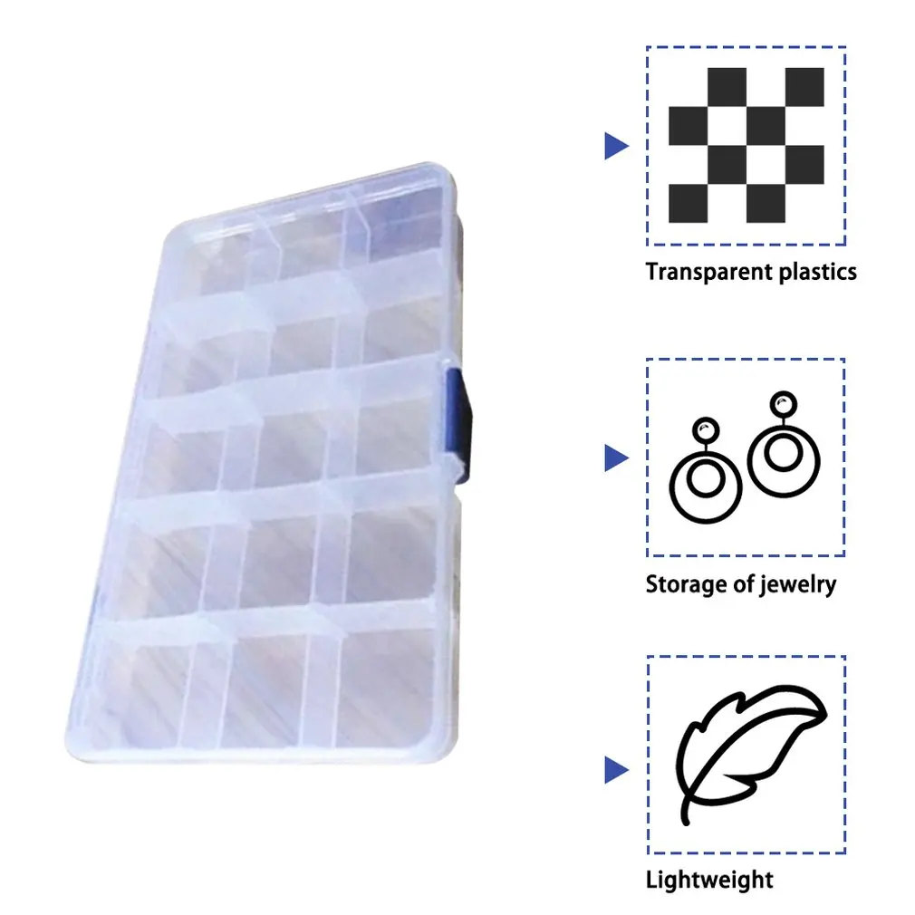 15 Grid Creative Storage Box With removable dividers Valuables Jewellery Cash Clear Plastic Organizer Container | Дом и сад