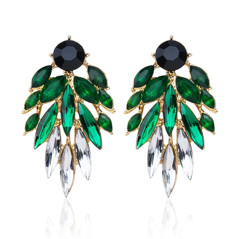 Серьги-подвески Crazy Feng женские висячие ювелирные украшения с зелеными и белыми