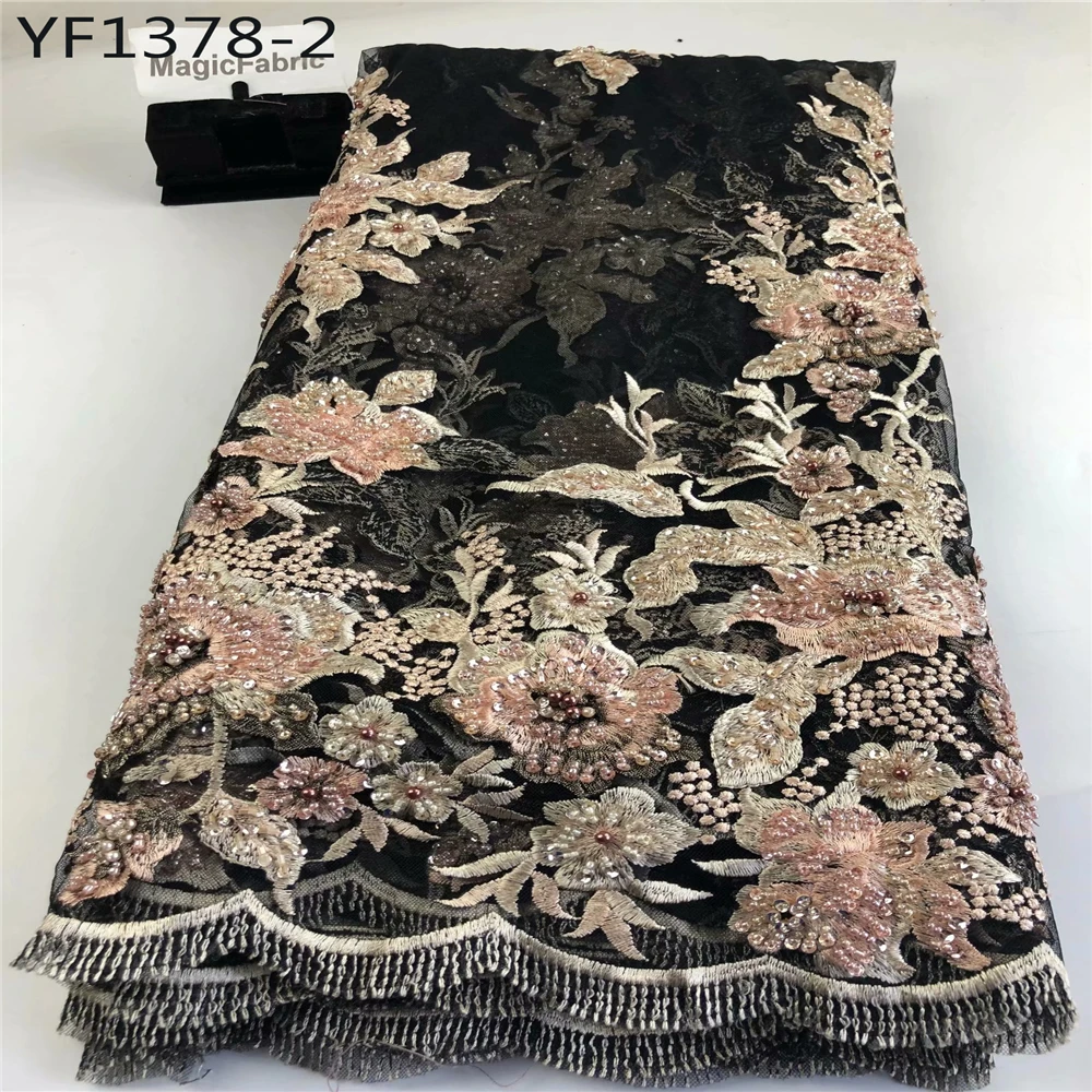 Новейшая Высококачественная темно зеленая высококачественная ткань с цветами и