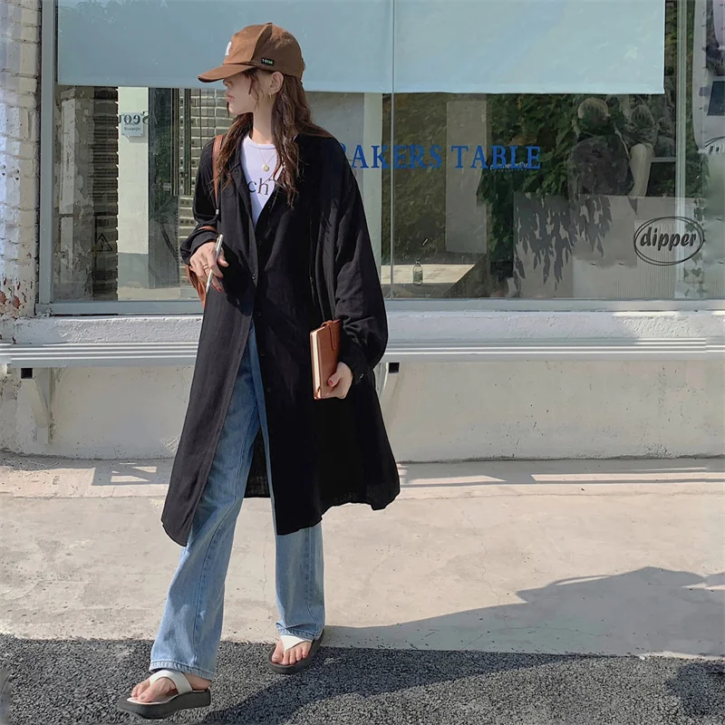 

Женский свободный тренчкот с капюшоном, Повседневная тонкая ветровка в Корейском стиле, модные прямые длинные куртки для женщин, осень 2021