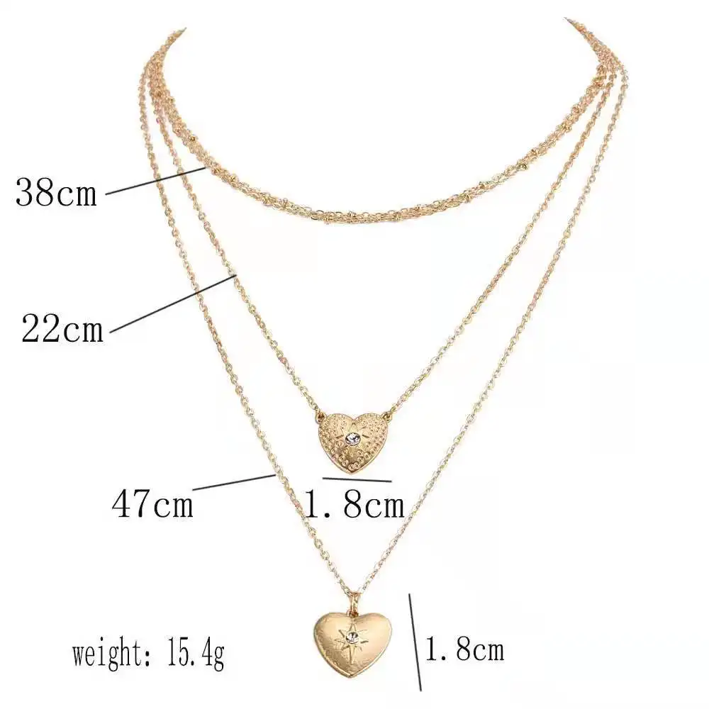 

New Fashion Jewelry Love Multi-layer Peach Heart Pendant Women's Necklace