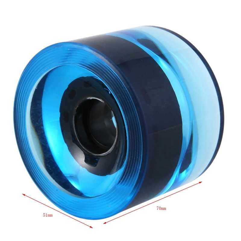 

New Sale 8Pcs Blank Longboard Cruiser Skateboard Wheels 70X51mm 80A Translucent Black/Blue Longboard Parts