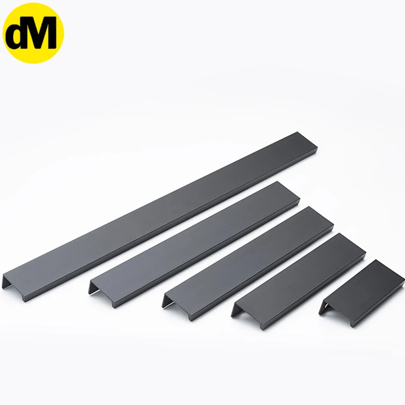 

DM 10pcs/Set Finger Edge Pull Black Cabinet Wardrobe Door Invisible Handle Embedded Dark Handle Furniture Drawer Concealed