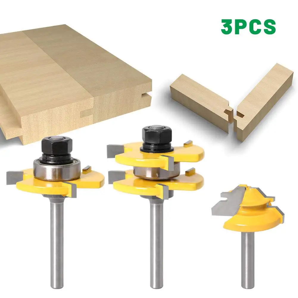 

3PCS/Set 8mm Shank High Quality Tongue & Groove Joint Assembly Router Bit Set 3/4" Stock Wood Cutting Tool - Wood Cutting