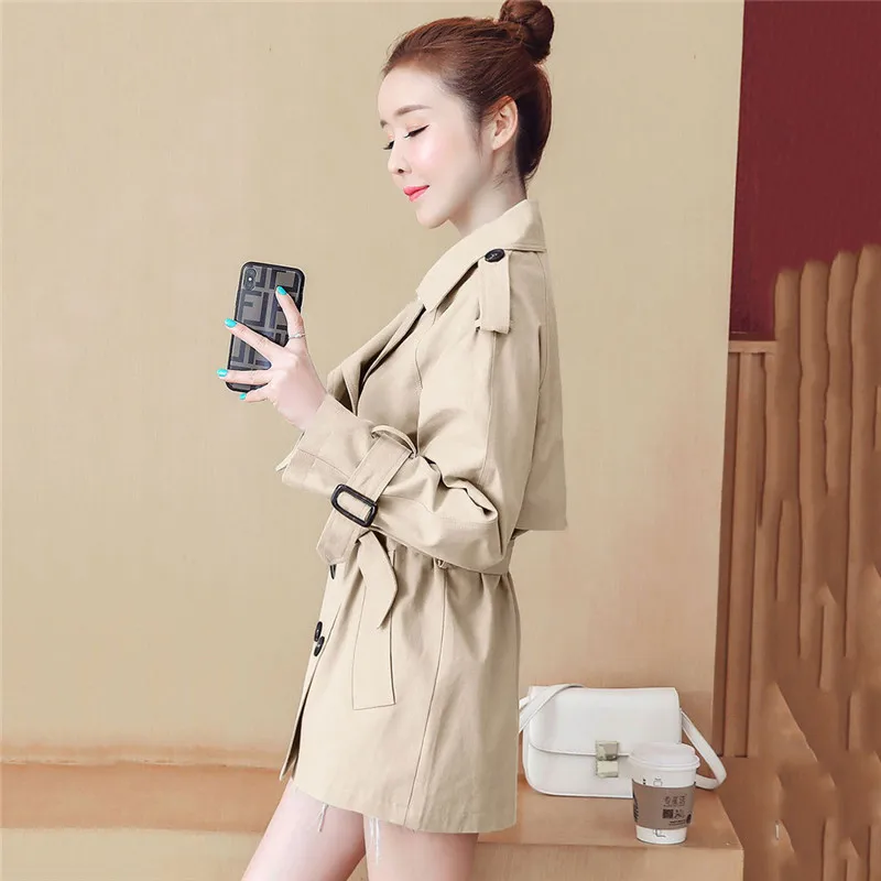 

Trench coat women khaki long sleeve double-breasted coats 2020 spring autumn new England style slim windbreaker with belt JD808