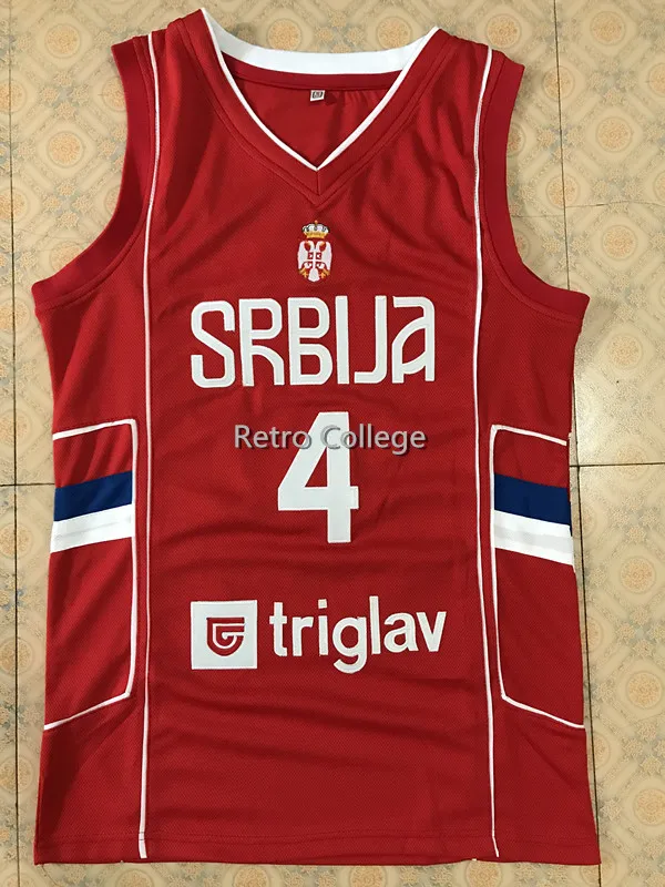 

#4 MILOS TEODOSIC Camiseta Canotta Serbia EUROBASKET baskteball jersey Embroidery Stitched Customize any number and name Jerseys