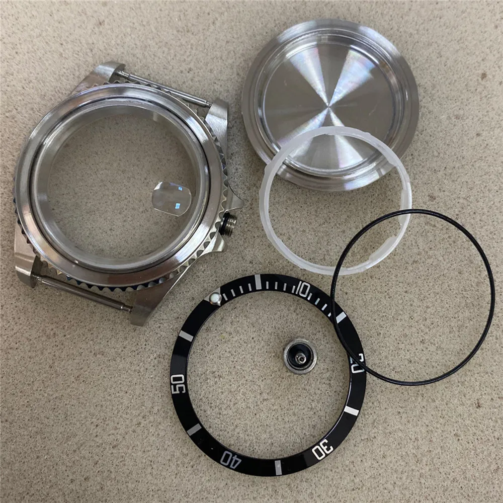 40MM Stainless Steel Watch Case Aluminum Ring Sapphire Glass Case for Miyota 8215/821A for Mingzhu 2813/3804 Watch Movement