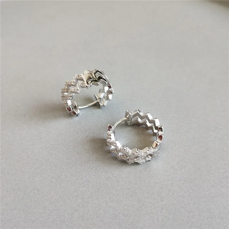 RUIYI 925 Sterling Silver Women Super Mini Wedding Earrings Fashion Girls Wavy Pattern Design AAA Zircon Setting Stud | Украшения и