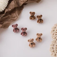 fashion korean new earrings for women plush flocking cute bear earrings temperament wild earring jewelry party gift earring