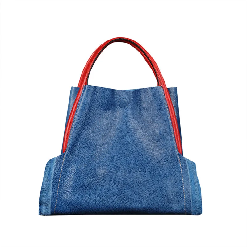 

Nesitu High Quality New Vintage Light Blue Red Black Genuine Leather Women Handbag Female Bag Tote M7