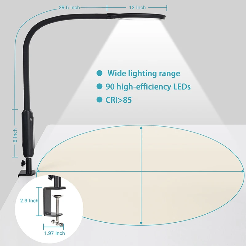 Гибкая настольная лампа светодиодный светильник на гибкой ножке 18 Вт