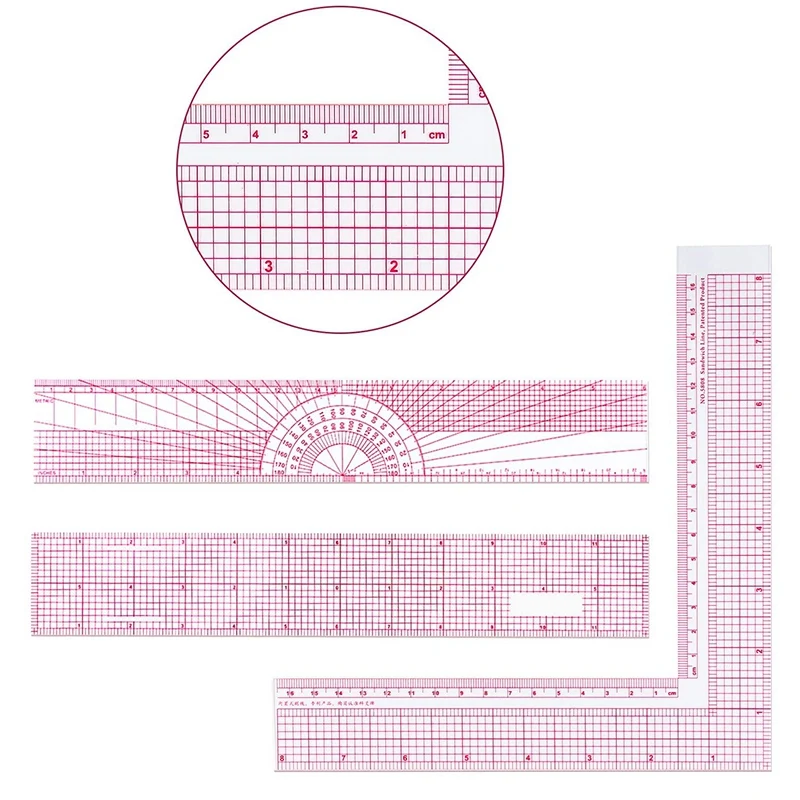 

6 Pcs Beveled Transparent Ruler Plastic French Metric Ruler Sewing Rulers Measuring Tool Ruler Set for Clothes Design