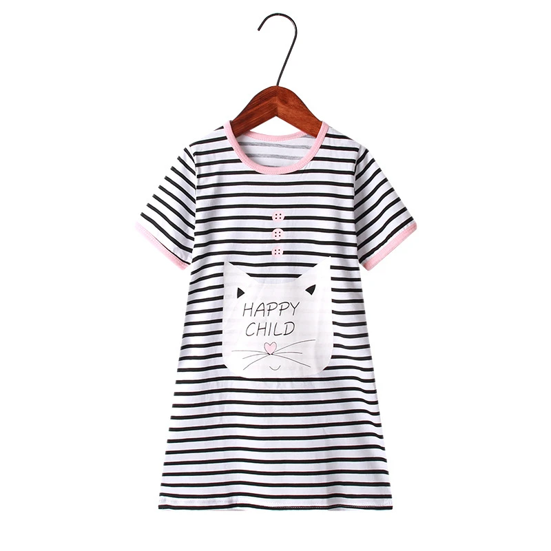 Хлопковое платье для девочек летние детские платья с рукавами милая детская