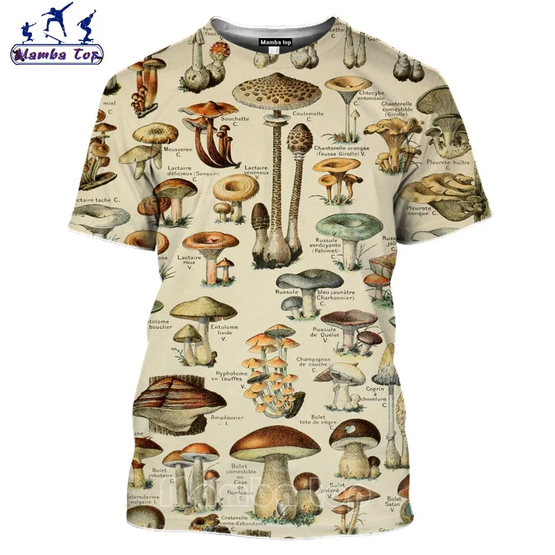 

Mamba Top Mushroom T Shirt 3D Print Food Wild Fungi Men's T-Shirts Short Sleeve Women Tshirt Hip Hop Cartoon Tees Men Streetwear