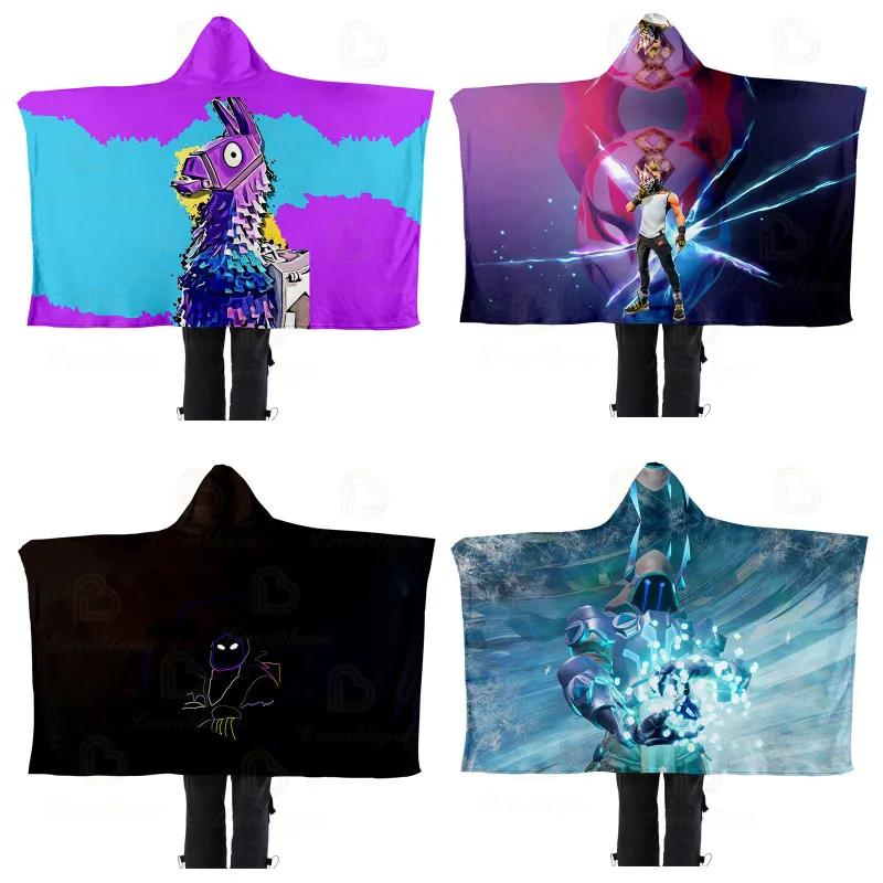 

Fortnite Plush Hooded Blanket Game Print Wearable Fleece Warm Adults Kid Winter Office Home Picnic Wearable Fleece Blankets