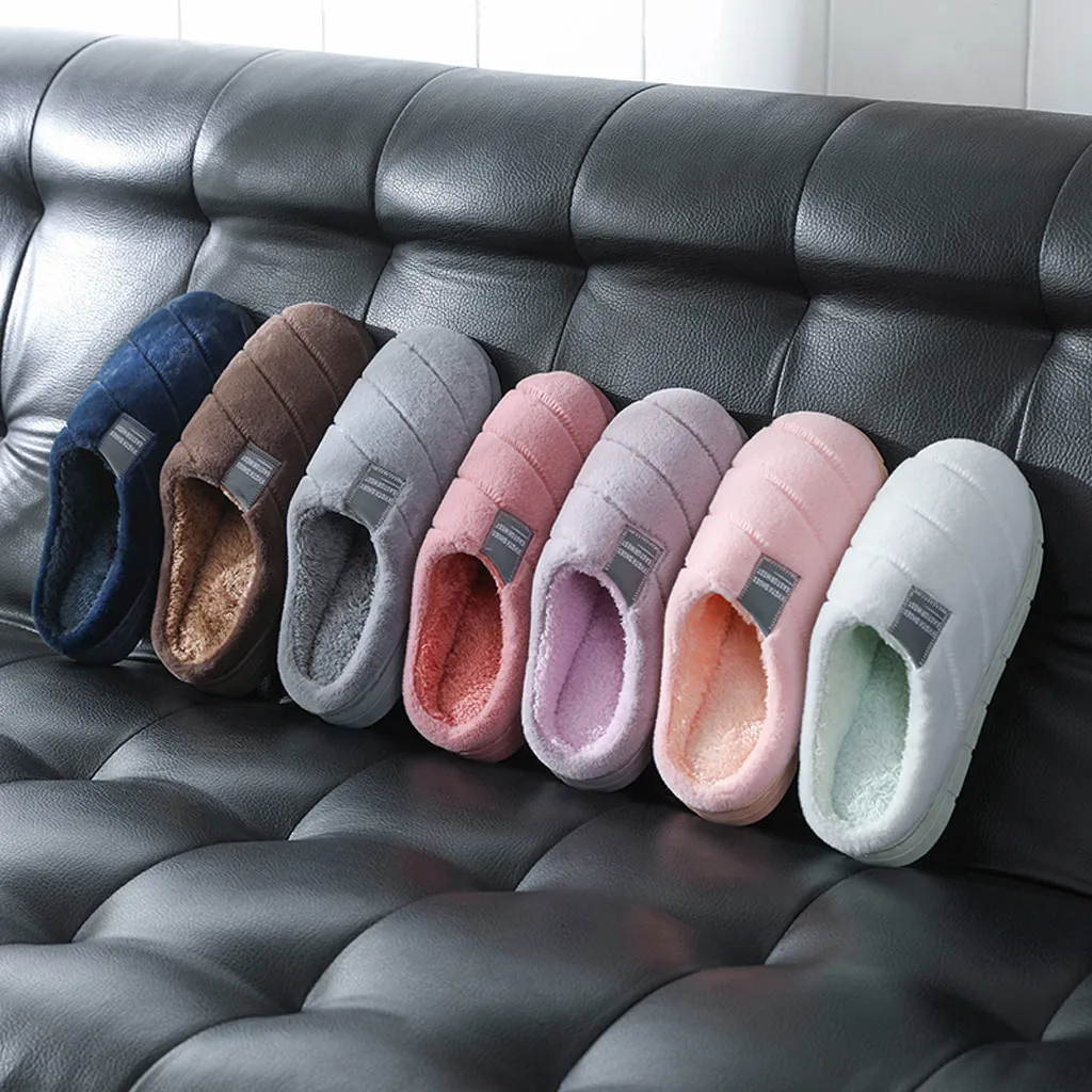 

Hot Women Slippers Winter Warm House Home Soft Non-Slip Plush Cotton Shoes Indoor Bedroom Slides Ladies Girls Cute Fur Slides
