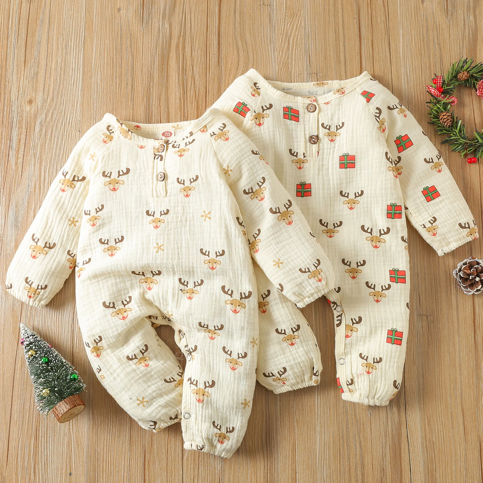 

Lioraitiin 0-12M Newborn Infant Baby Boy Girls Jumpsuit Long Sleeve Cartoon Elephant Heart Print Romper for Toddlers