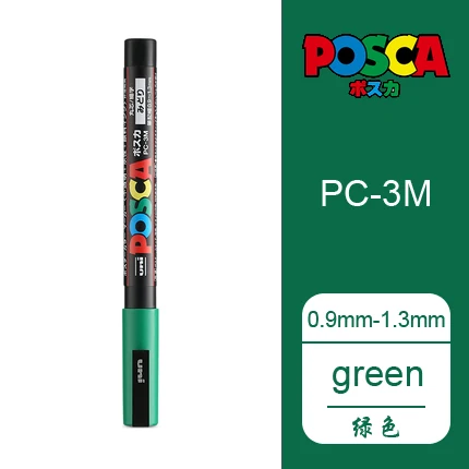 Зеленый 2 шт./партия Mitsubishi Uni Posca PC-3M Краска Маркер-тонкий наконечник-0,9 mm-1.3 мм 24 цвета выбор Искусство Маркер - Цвет: Зеленый