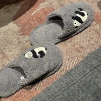 mr co gray slippers home indoor women winter plush couple slippers home non slip home mens baotou cute