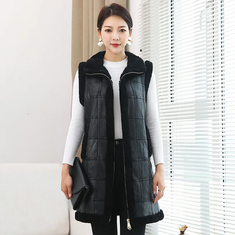 Real Sheepskin Vest Women Genuine Leather Vest Female Sleeveless Coat Woolen Ladies Vest Fall Winter Vintage 2021 Warm Clothes