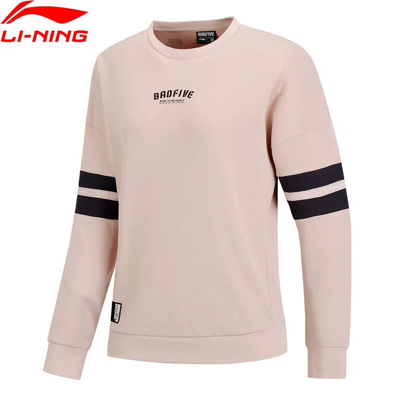 Li-Ning женский баскетбольный свитер BAD FIVE, свободный крой, 18% полиэстер, 82% хлопок, подкладка, спортивные топы, пуловеры AWDP054 WWW1020