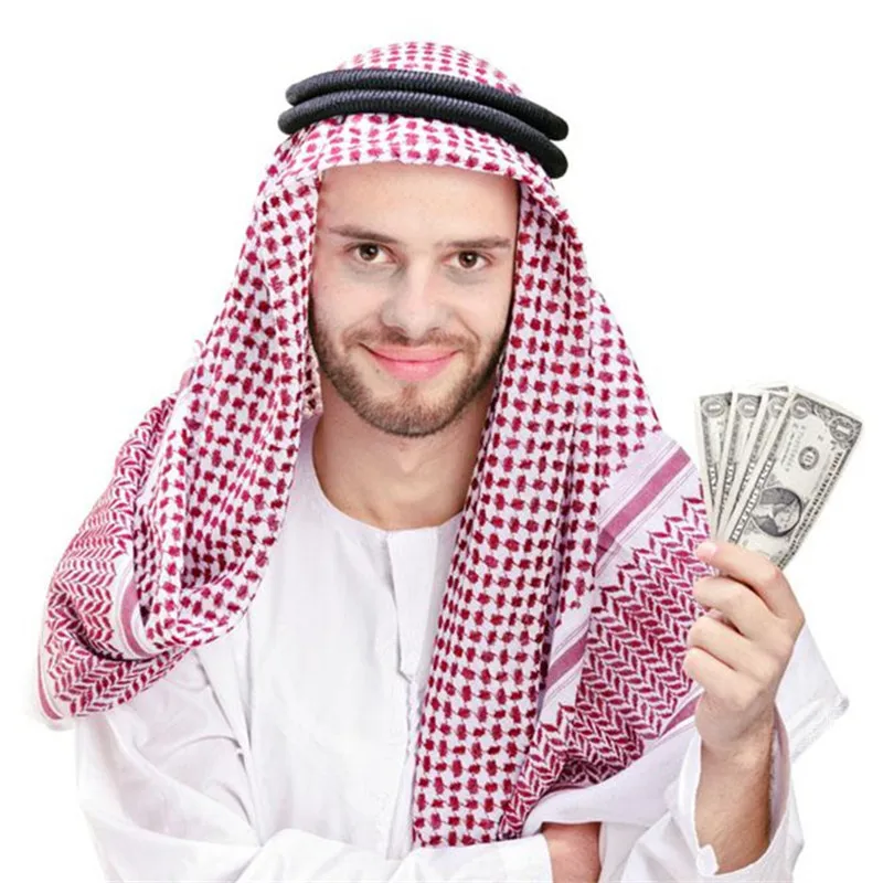 Ropa islámica para hombre, trajes tradicionales de Dubái árabe saudita, accesorios musulmanes, turbante, sombrero de oración, bufanda a cuadros para la cabeza, 140x140cm