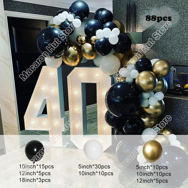 

Black Wedding Birthday Party Background Baby Shower DIY Kids Toy Holidays Celebration Decoration White Balloon Garland Arch Kits