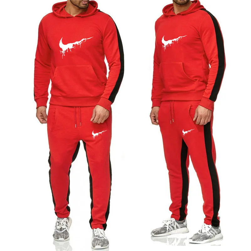 

Sportswear men's 2-piece set 2021 men's sportswear spring and autumn + trousers set fashion slim sportswear men's