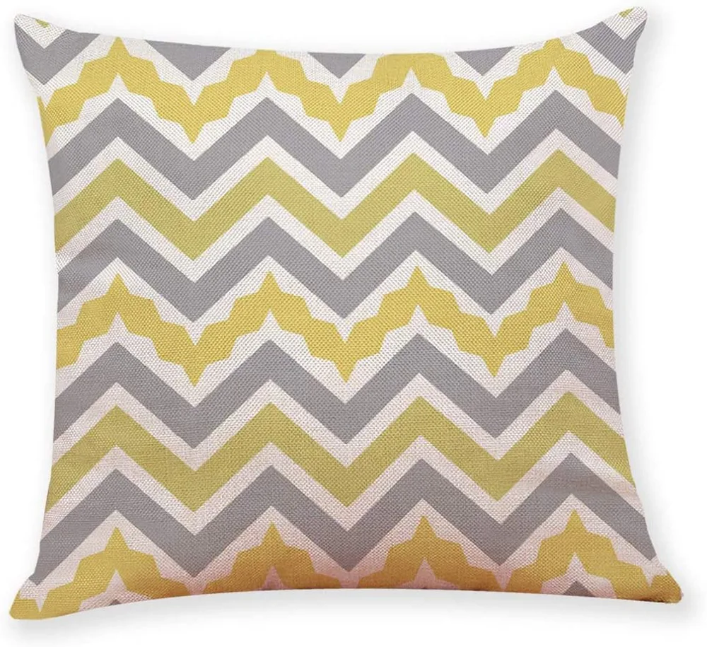 45*45 см мягкая льняная наволочка квадратная желтый серый абстрактный