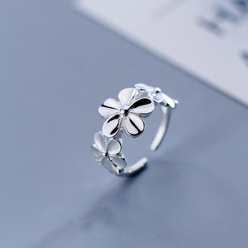 

925 Silver Flower Rings Punk Jewelry Vintage Charm Joyas Haut Bague Femme Aneis Ladies Knuckle Ring Boho Anillos Rings for Women